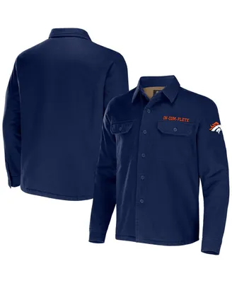 Men's Nfl x Darius Rucker Collection by Fanatics Navy Denver Broncos Canvas Button-Up Shirt Jacket