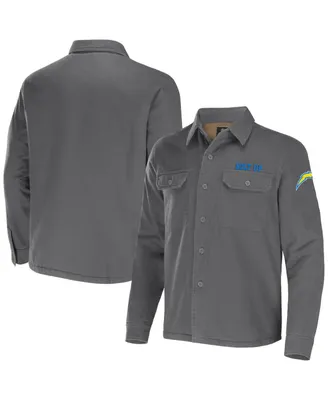 Men's Nfl x Darius Rucker Collection by Fanatics Gray Los Angeles Chargers Canvas Button-Up Shirt Jacket