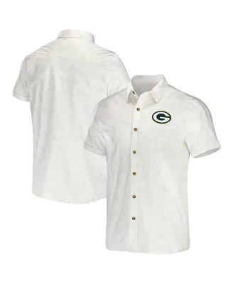 Men's Nfl x Darius Rucker Collection by Fanatics White Green Bay Packers Woven Button-Up T-shirt