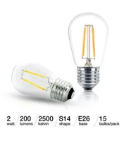 Brightech 15 Pack Bulbs - S14 Bulb E26 Base, 2 Watt, 2500K Warm White Hue