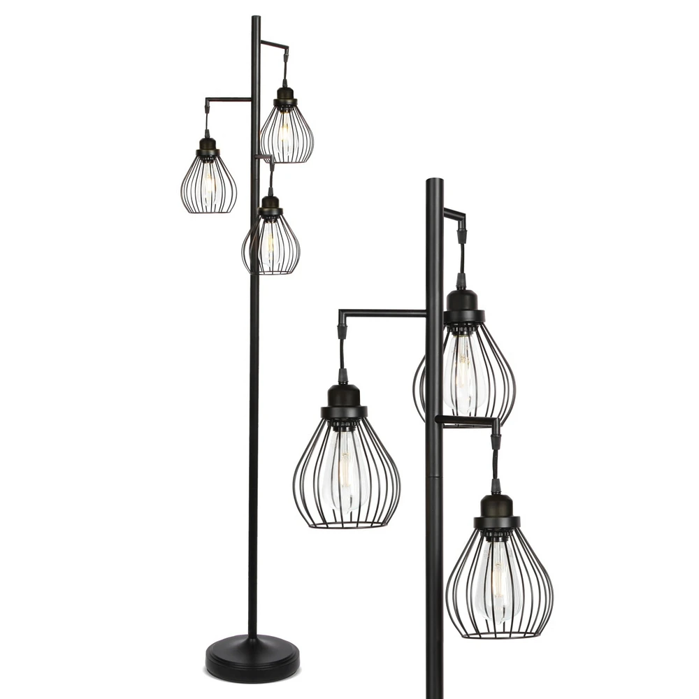 Teardrop 68" Led Floor Lamp with 3 Metal Teardrop Shades