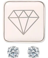 Giani Bernini Cubic Zirconia Solitaire Stud Earrings & Ceramic Trinket Dish, Created for Macy's