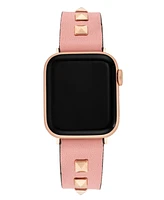 Steve Madden Women's Pink Faux Leather Stud Accented Band designed for Apple Watch 42mm (Series 10) & 38/40/41mm - Pink, Rose Gold