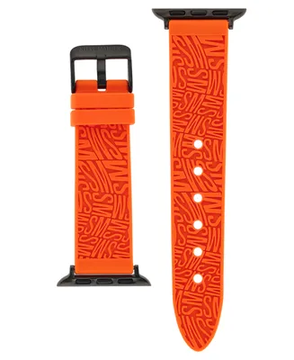 Steve Madden Women's Orange Silicone Debossed Swirl Logo Band Compatible with 42/44/45/Ultra/Ultra 2 Apple Watch