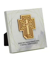 Dexsa Faith Does Not Make Things Meadow Wood Plaque, 6" x 6"