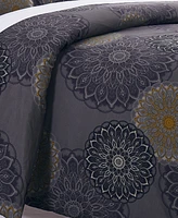 Southshore Fine Linens Midnight Floral Down Alternative 3 Piece Comforter and Sham Set