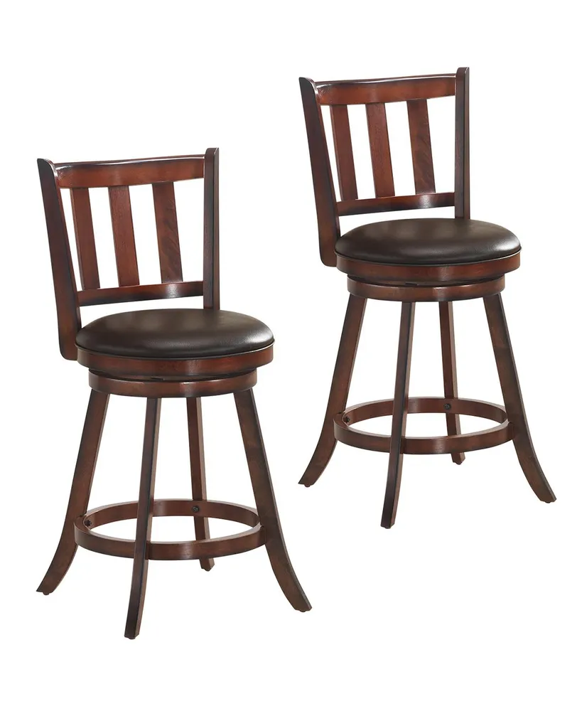 Set of 2 25'' Swivel Bar stool Leather Padded Dining Pub