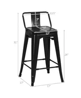 Costway Set of 4 Low Back Metal Counter Stool 24'' Seat Height