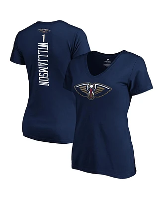 Women's Fanatics Zion Williamson Navy New Orleans Pelicans 2019 Nba Draft Playmaker Name and Number V-Neck T-shirt