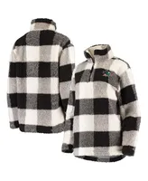 Women's G-iii 4Her by Carl Banks Black and White San Jose Sharks Plaid Sherpa Quarter-Zip Jacket