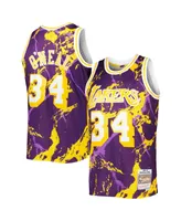 Men's Mitchell & Ness Shaquille O'Neal Purple Los Angeles Lakers 1996-97 Hardwood Classics Marble Swingman Jersey