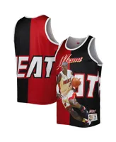 Men's Mitchell & Ness Dwyane Wade Black and Red Miami Heat Sublimated Player Tank Top