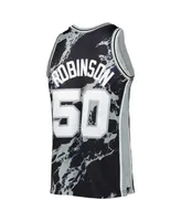 Men's Mitchell & Ness David Robinson Black San Antonio Spurs 1998-99 Hardwood Classics Marble Swingman Jersey