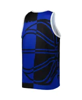 Men's Mitchell & Ness Grant Hill Blue and Black Orlando Magic Sublimated Player Tank Top