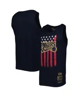 Men's Mitchell & Ness Navy Philadelphia 76ers Hardwood Classics Americana Stars and Stripes Tank Top