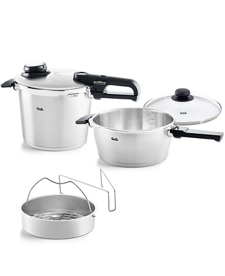 Fissler Vitavit Premium Stainless Steel Pressure Cooker Set 3.7 Quart, 6.3 Quart with Glass Lid