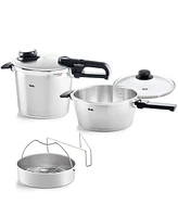 Fissler Vitavit Premium Stainless Steel Pressure Cooker Set 3.7 Quart, 6.3 Quart with Glass Lid