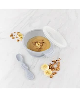 Bumkins Baby Bowl with Lid and Spoon First Feeding, 3 Piece Set