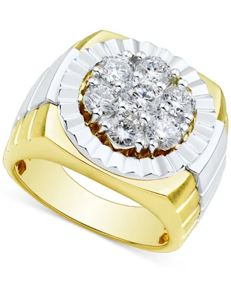 Grown With Love Men's Lab Diamond Cluster Ring (2 ct. t.w.) 10k Two-Tone Gold - Two