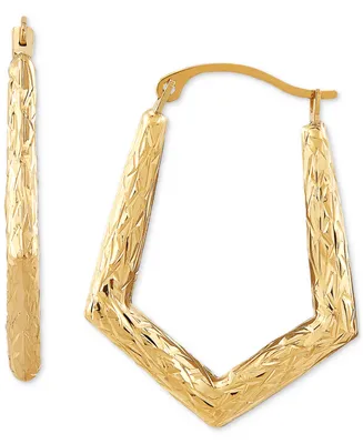 Textured Knife Edge Geometric Hoop Earrings in 10k Gold, Created for Macy's