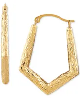 Textured Knife Edge Geometric Hoop Earrings in 10k Gold, Created for Macy's