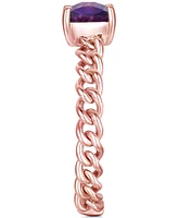 Amethyst Solitaire Chain Link Ring (7/8 ct. t.w.) 14k Rose Gold-Plated Sterling Silver (Also Blue Topaz, Emerald, Sapphire and Ruby)