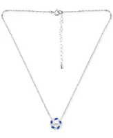 Giani Bernini Freshwater Pearl (6mm), Lab-Grown Blue Sapphire (1/6 ct. t.w.), & Cubic Zirconia Halo Pendant Necklace in Sterling Silver, 16" + 2" exte