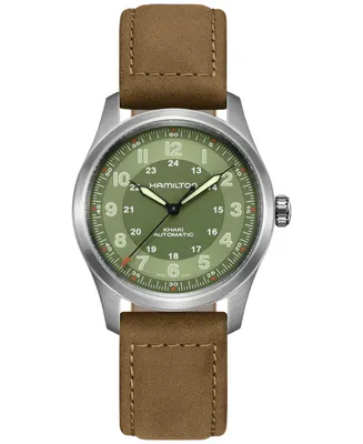 Hamilton Men's Swiss Automatic Khaki Field Brown Leather Strap Watch 38mm