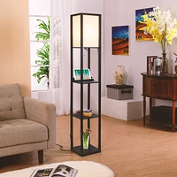 Brightech Maxwell 63" Led Shelf Floor Lamp with Usb Port, Outlet, Wireless Charging Pad