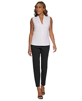 Calvin Klein Gathered V-Neck Sleeveless Top