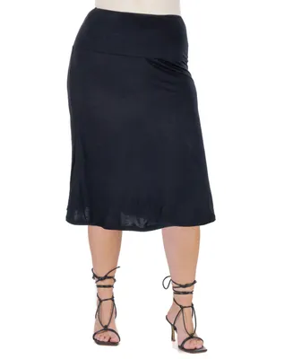 24seven Comfort Apparel Plus A-line Elastic Waist Skirt