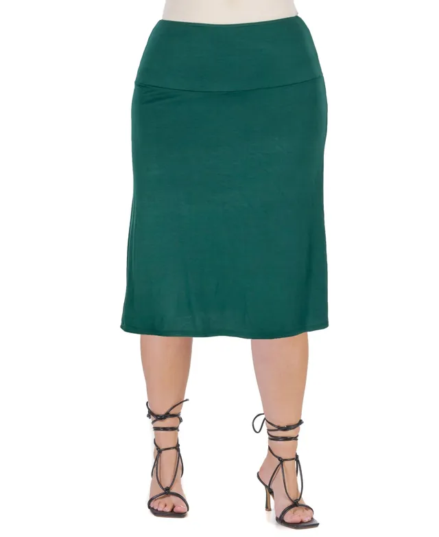 24seven Comfort Apparel Plus Size Elastic Waist Pencil Skirt - Macy's