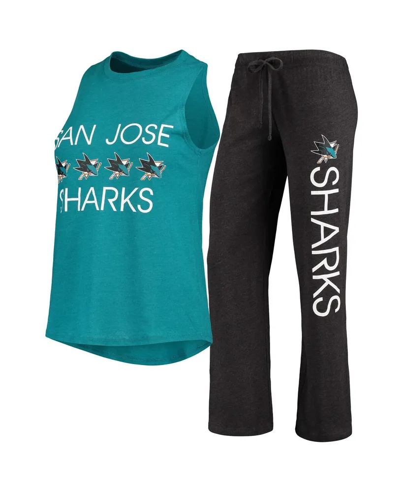 Women's Concepts Sport Teal, Black San Jose Sharks Meter Tank Top & Pants Sleep Set