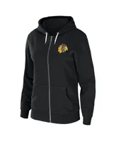 Women's Wear by Erin Andrews Black Chicago Blackhawks Sponge Fleece Full-Zip Hoodie