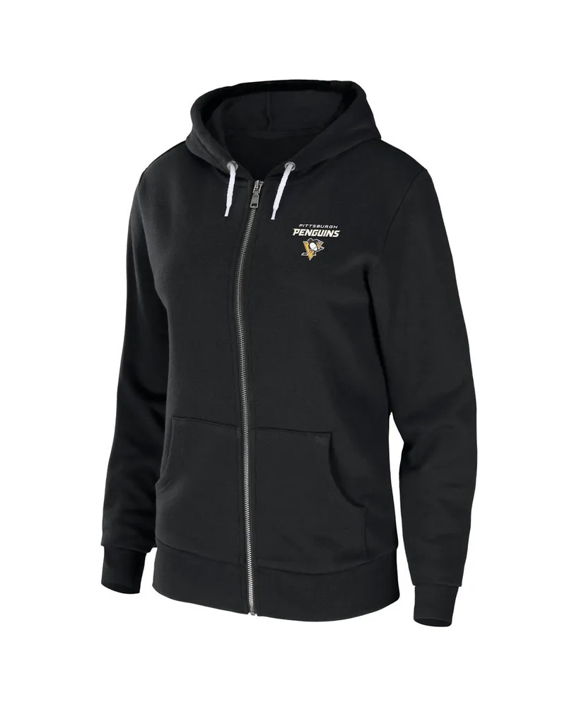 Women's Wear by Erin Andrews Black Pittsburgh Penguins Sponge Fleece Full-Zip Hoodie