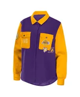 Women's Wear by Erin Andrews Purple Los Angeles Lakers Colorblock Button-Up Shirt Jacket