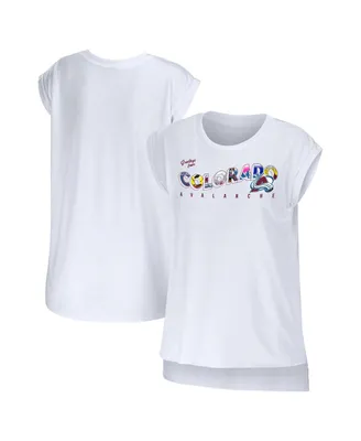 Women's Wear by Erin Andrews White Colorado Avalanche Greetings From Muscle T-shirt