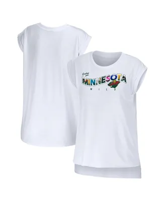 Women's Wear by Erin Andrews White Minnesota Wild Greetings From Muscle T-shirt
