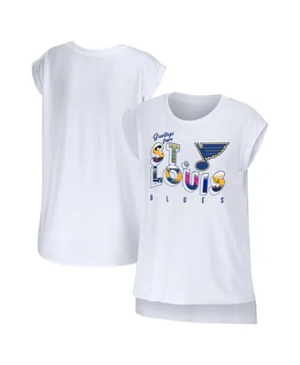 Women's Wear by Erin Andrews White St. Louis Blues Greetings From Muscle T-shirt
