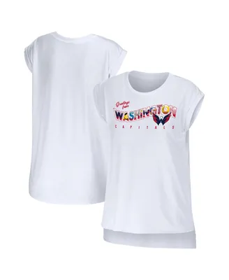 Women's Wear by Erin Andrews White Washington Capitals Greetings From Muscle T-shirt