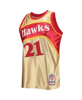 Men's Mitchell & Ness Dominique Wilkins Gold Atlanta Hawks 75th Anniversary 1986-87 Hardwood Classics Swingman Jersey