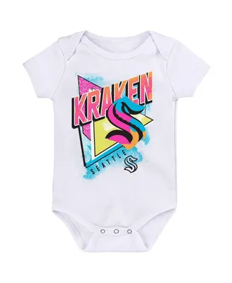 Newborn and Infant Boys Girls White Seattle Kraken Full Throttle Bodysuit