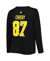 Women's Sidney Crosby Black Pittsburgh Penguins Plus Name and Number Long Sleeve T-shirt