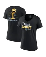 Women's Fanatics Black Golden State Warriors 2022 Nba Finals Champions Forward Roster Signature V-Neck T-shirt