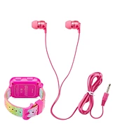 Playzoom Kid's Rainbow Glitter Silicone Strap Touchscreen Smart Watch 42mm with Earbuds Gift Set