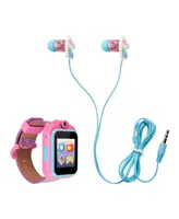 Playzoom Kid's Purple Glitter Unicorn Silicone Strap Touchscreen Smart Watch 42mm with Earbuds Gift Set