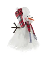 Northlight Snowman in Plaid Trapper Hat Christmas Decoration, 10"