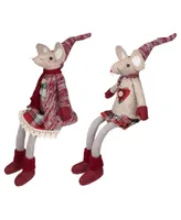 Northlight 17" Boy and Girl Sitting Plush Christmas Mice Figures, Set of 2