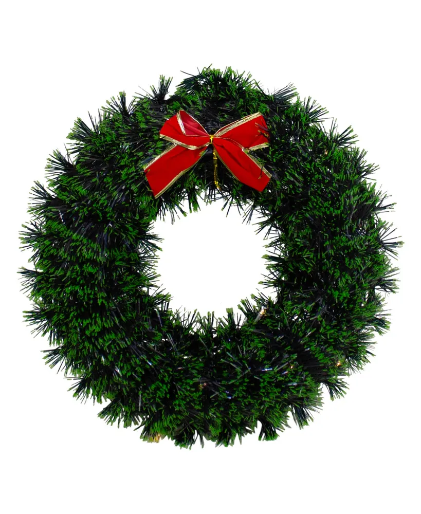 Northlight Pre- Lit Tinsel Artificial Christmas Wreath With a Bow With Clear Led Lights, 17"