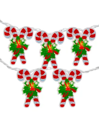 Northlight 10 Count Candy Cane Christmas Light With Wire Set, 6'